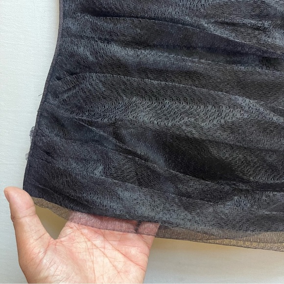 NWT SCANLAN THEODORE black tulle lace mesh ruched cropped tank top - Picture 4 of 10